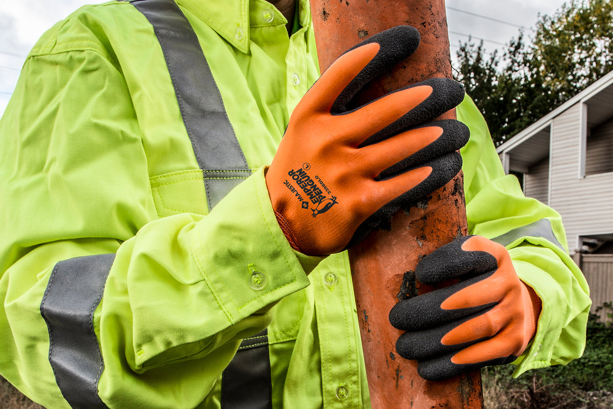 Emperor Penguin Winter Lined Nylon Glove with Closed-Cell Latex Dip and Sandy Latex Palm