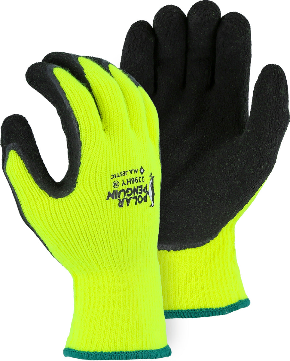 Polar Penguin Winter Lined Napped Terry Glove with Foam Latex Dipped Palm