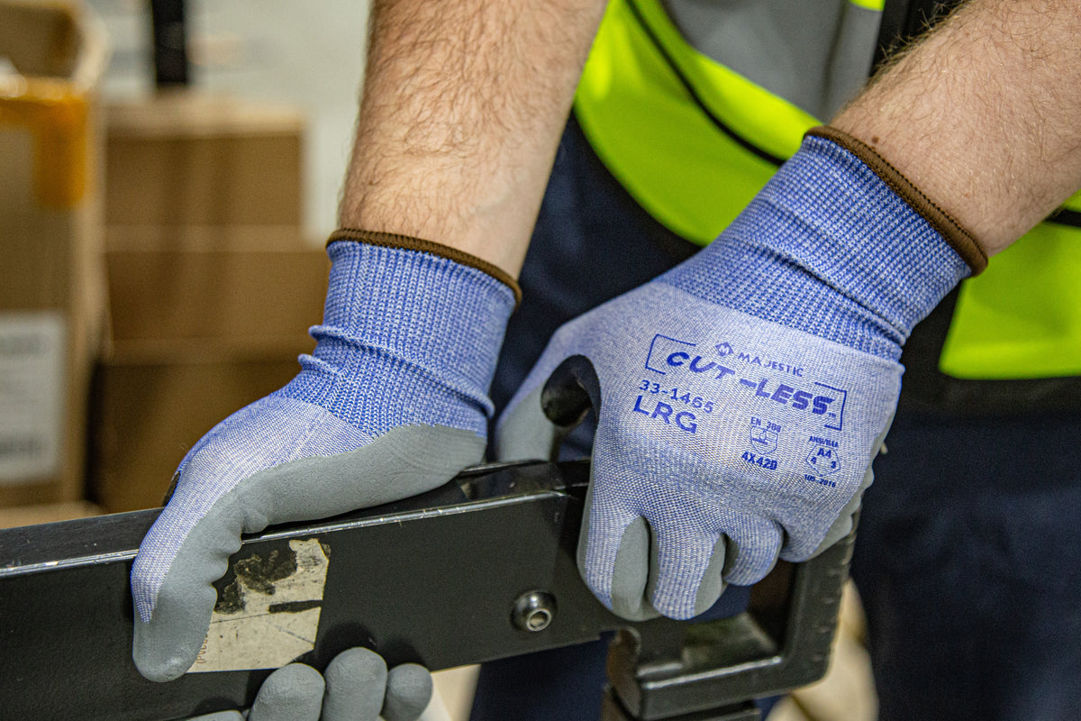 Cut-Less Korplex Glove with Foam Nitrile Palm, 18g, ANSI A4