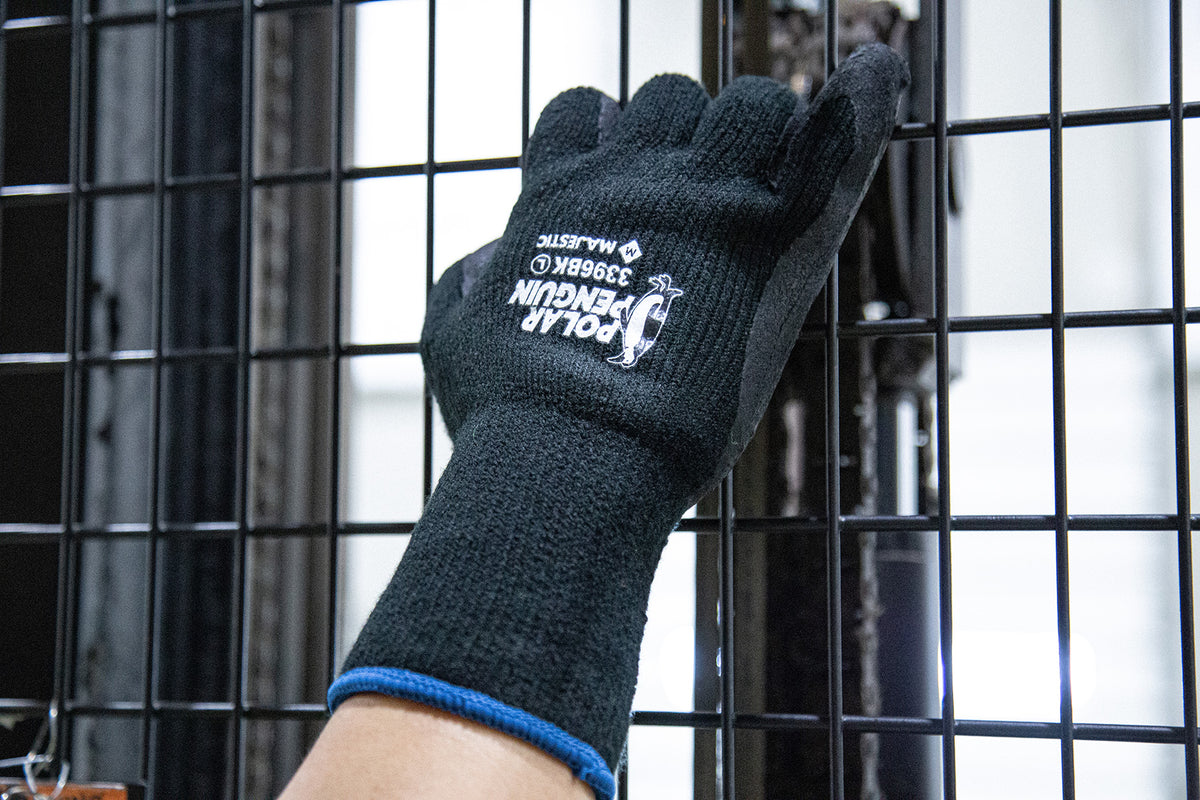 Polar Penguin Winter Lined Napped Terry Glove with Foam Latex Dipped Palm