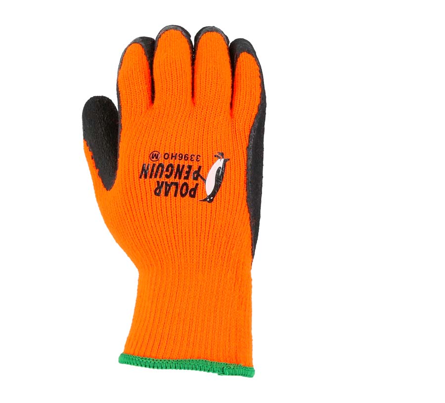 Polar Penguin Winter Lined Napped Terry Glove with Foam Latex Dipped Palm