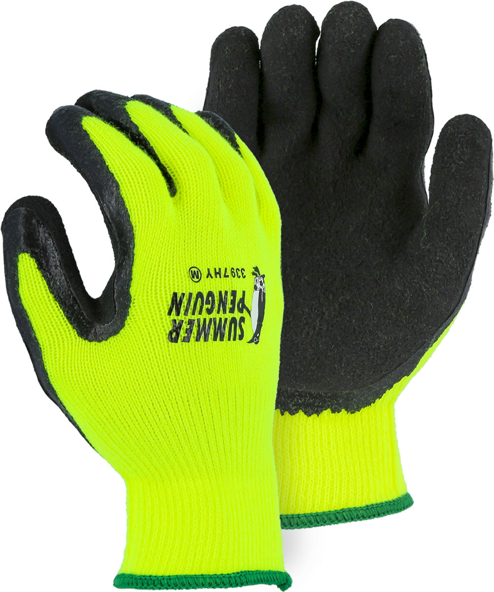 Summer Penguin Glove with Latex Palm Coating on Hi-Vis Yellow Knit Liner