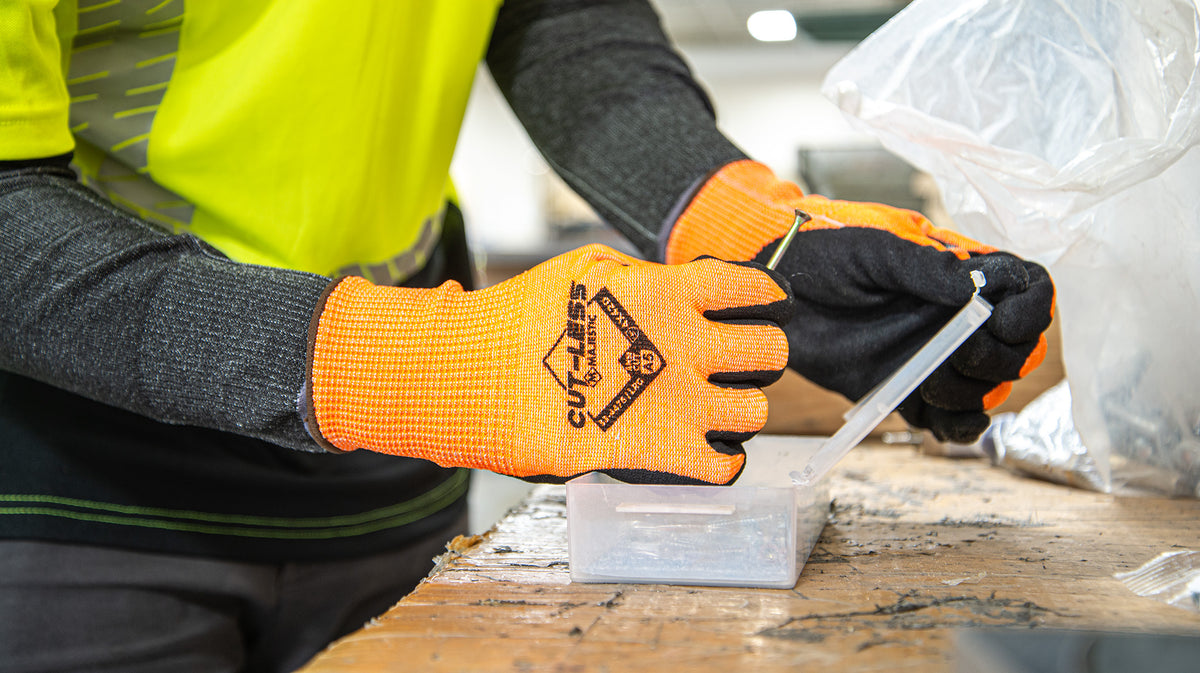 Cut-Less Korplex Glove with Sandy Nitrile Palm, 13g, ANSI A5