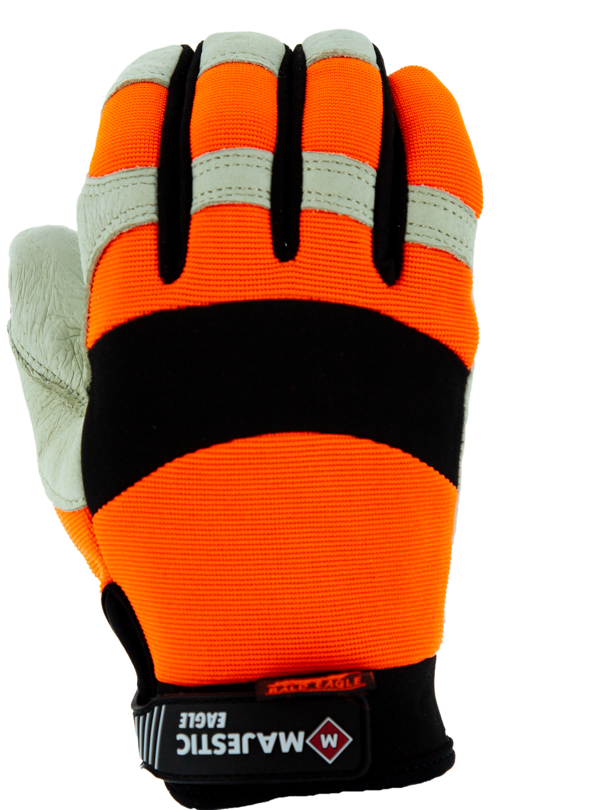 Bald Eagle Mechanics Glove with Pigskin Palm and High Vis Stretch Knit Back