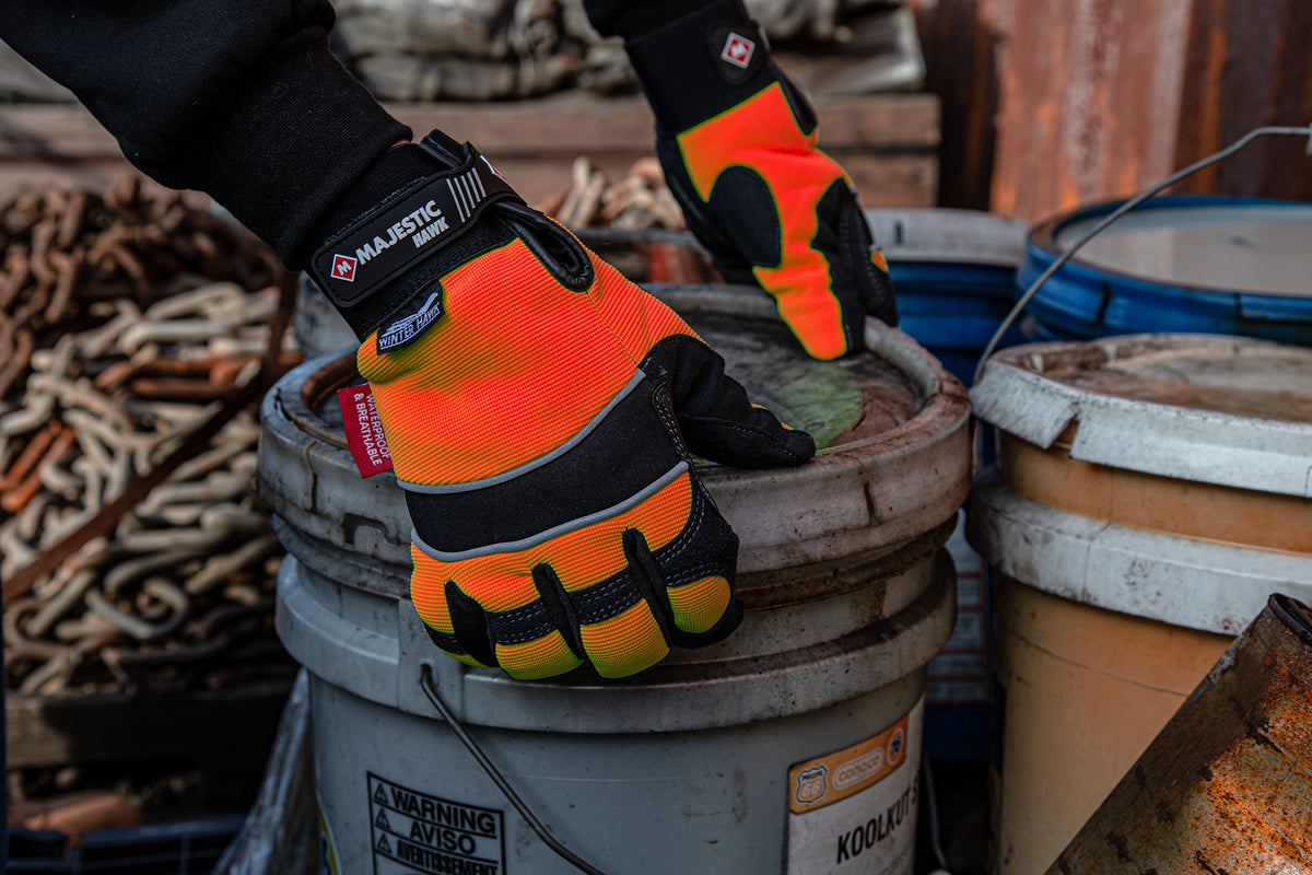 Winter Lined Armor Skin Mechanics Glove with High Visibility Knit Back