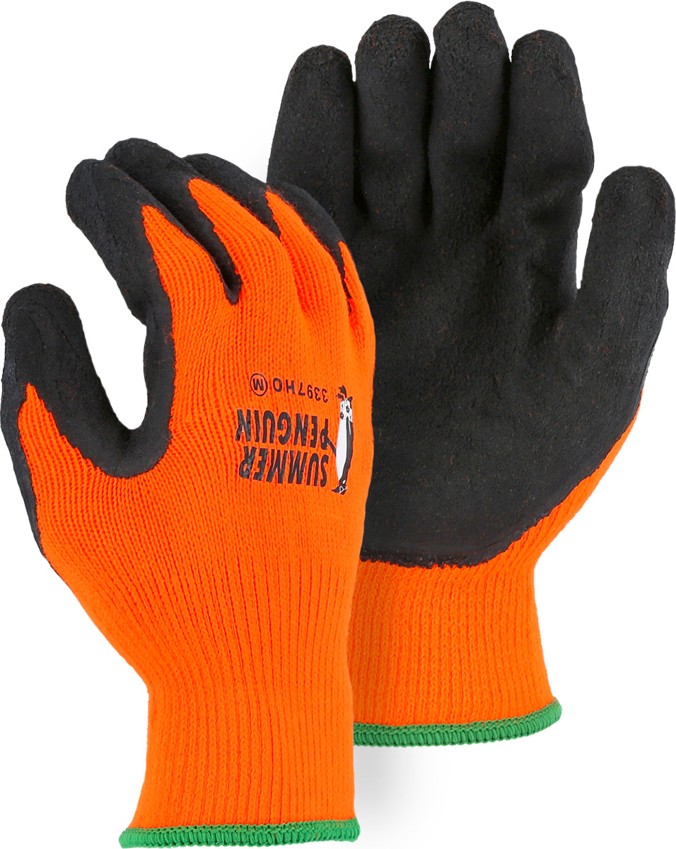 Summer Penguin Glove with Latex Palm Coating on Hi-Vis Orange Knit Liner