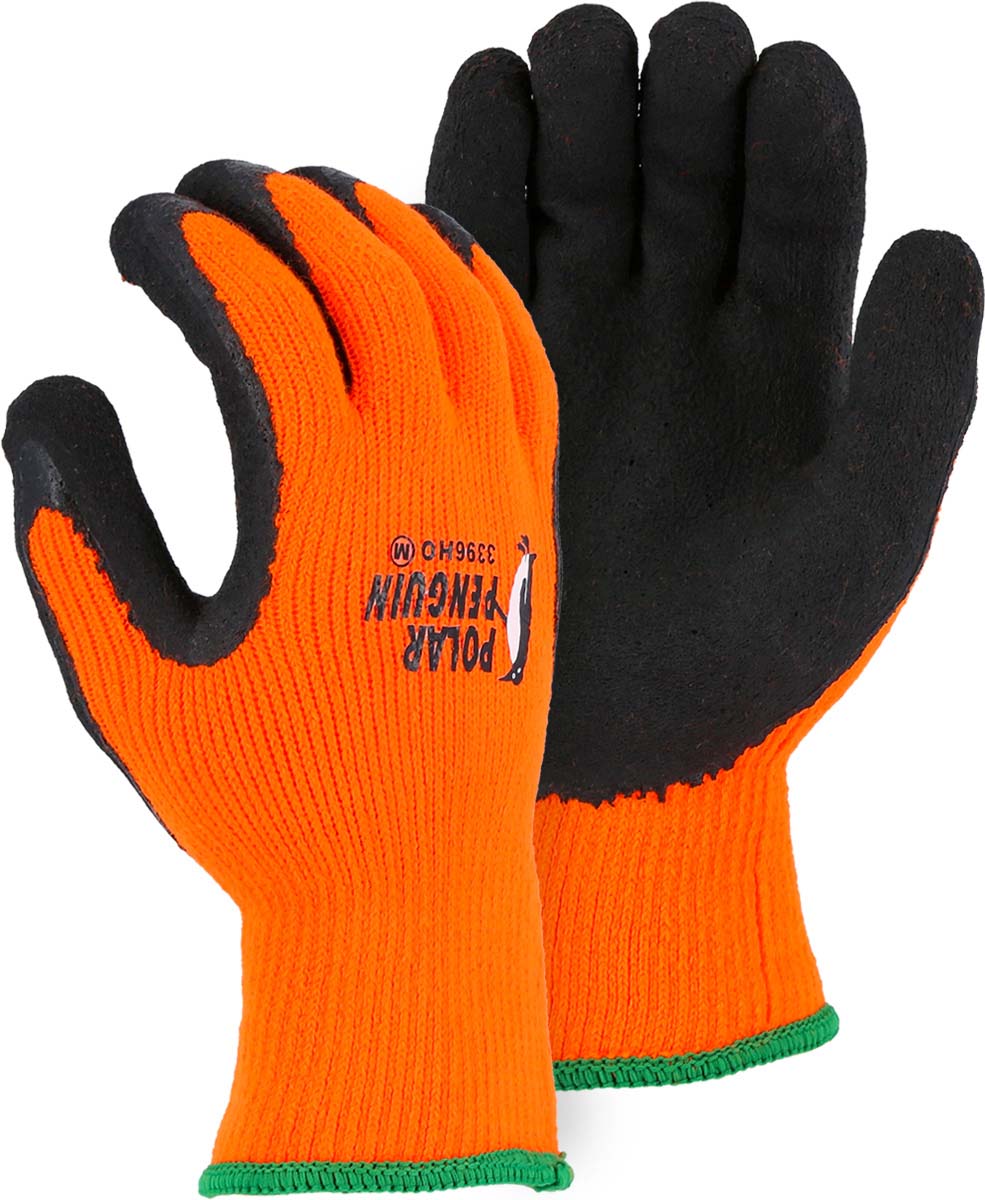 Polar Penguin Winter Lined Napped Terry Glove with Foam Latex Dipped Palm
