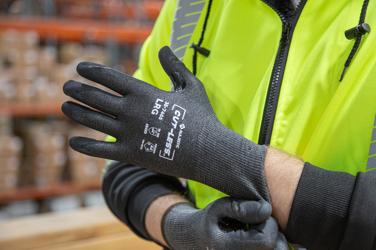 Cut-Less Korplex Glove with Foam Nitrile Palm, 18g, ANSI A4
