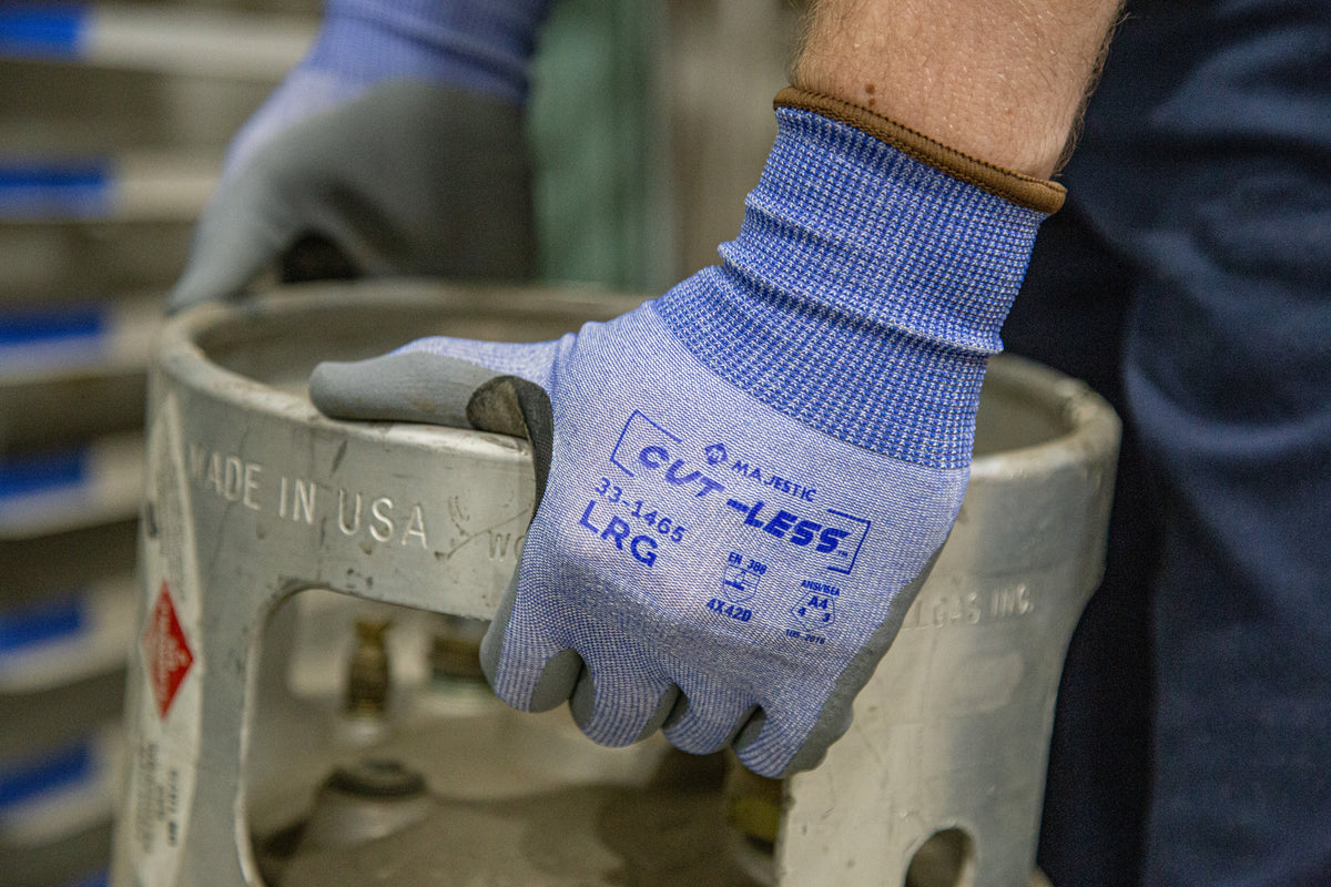 Cut-Less Korplex Glove with Foam Nitrile Palm, 18g, ANSI A4