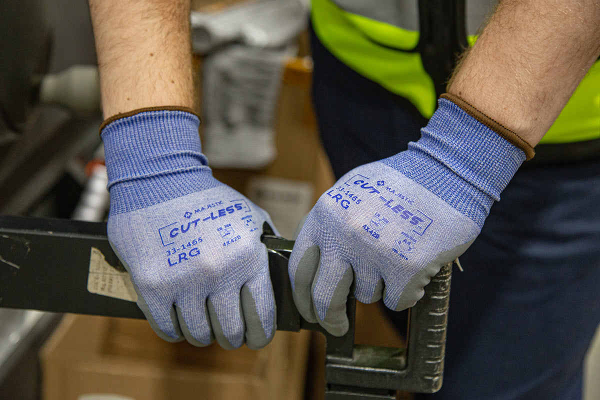 Cut-Less Korplex Glove with Foam Nitrile Palm, 18g, ANSI A4