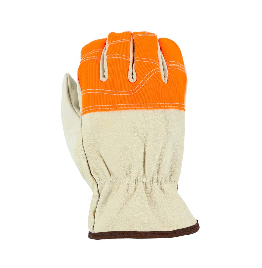 Goatskin Drivers Glove with High Vis Orange Cloth Fingers
