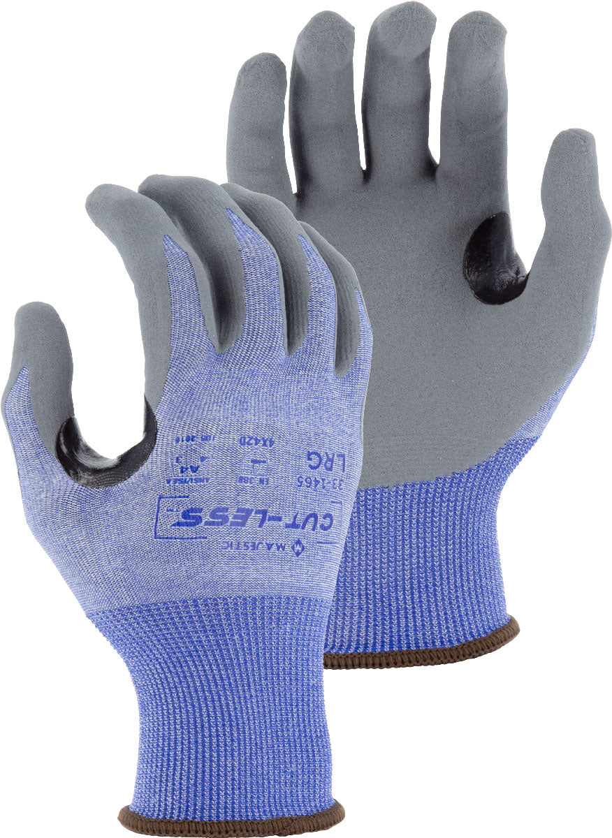 Cut-Less Korplex Glove with Foam Nitrile Palm, 18g, ANSI A4