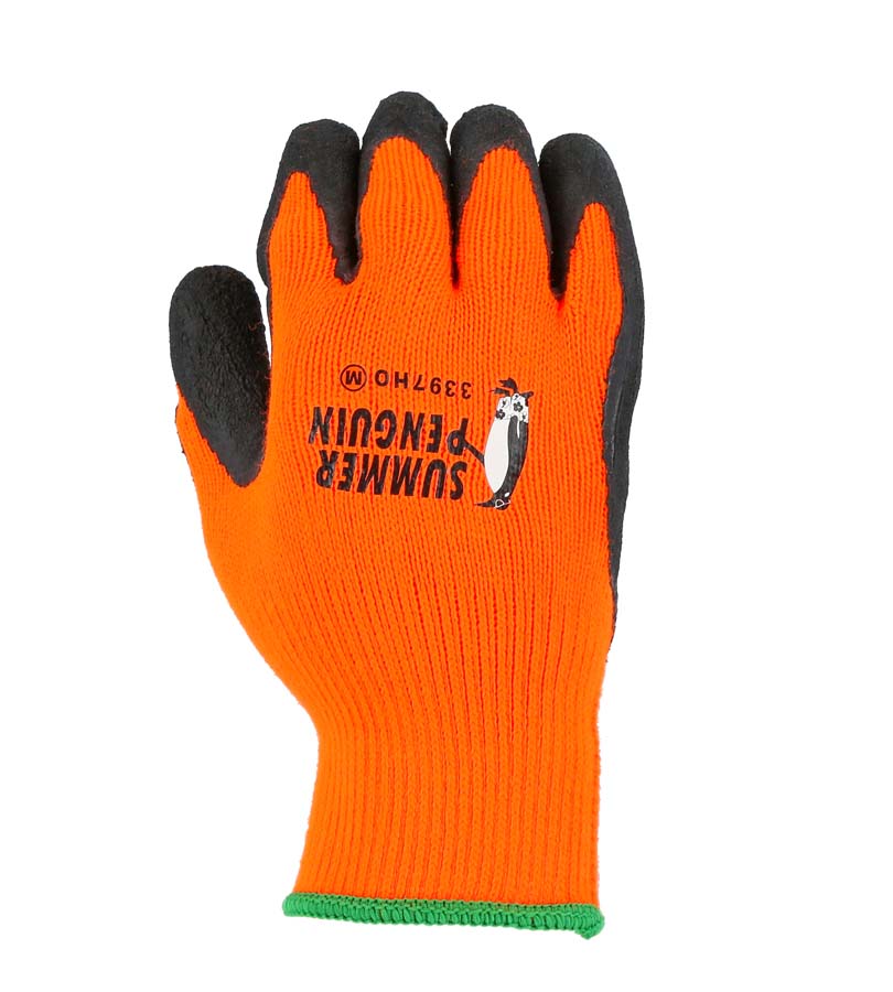 Summer Penguin Glove with Latex Palm Coating on Hi-Vis Orange Knit Liner