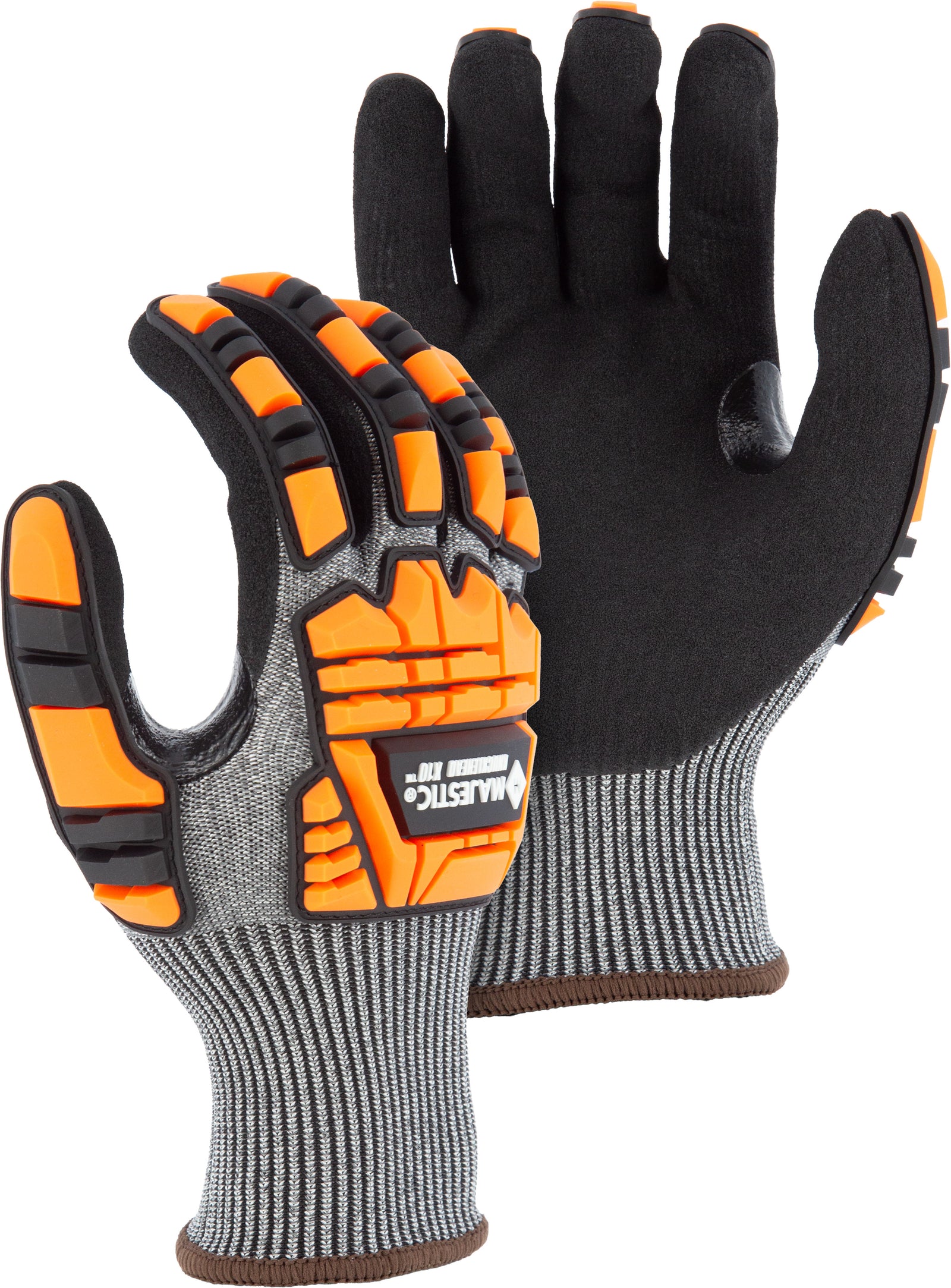 X-10 Korplex Glove with Sandy Nitrile Palm, Impact TPR, 13g, ANSI A5