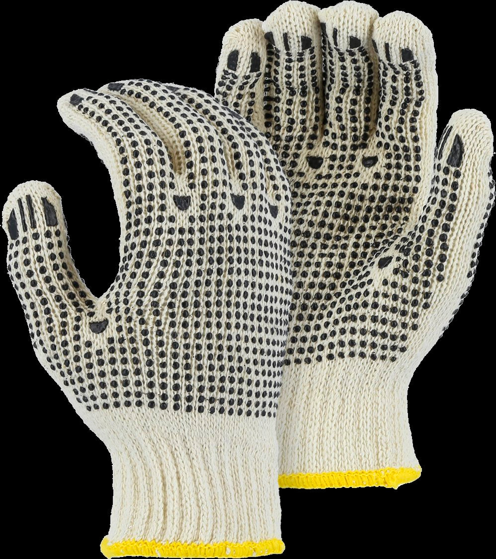 Medium Weight Cotton/Poly String Knit Glove with PVC Dots on Both Sides