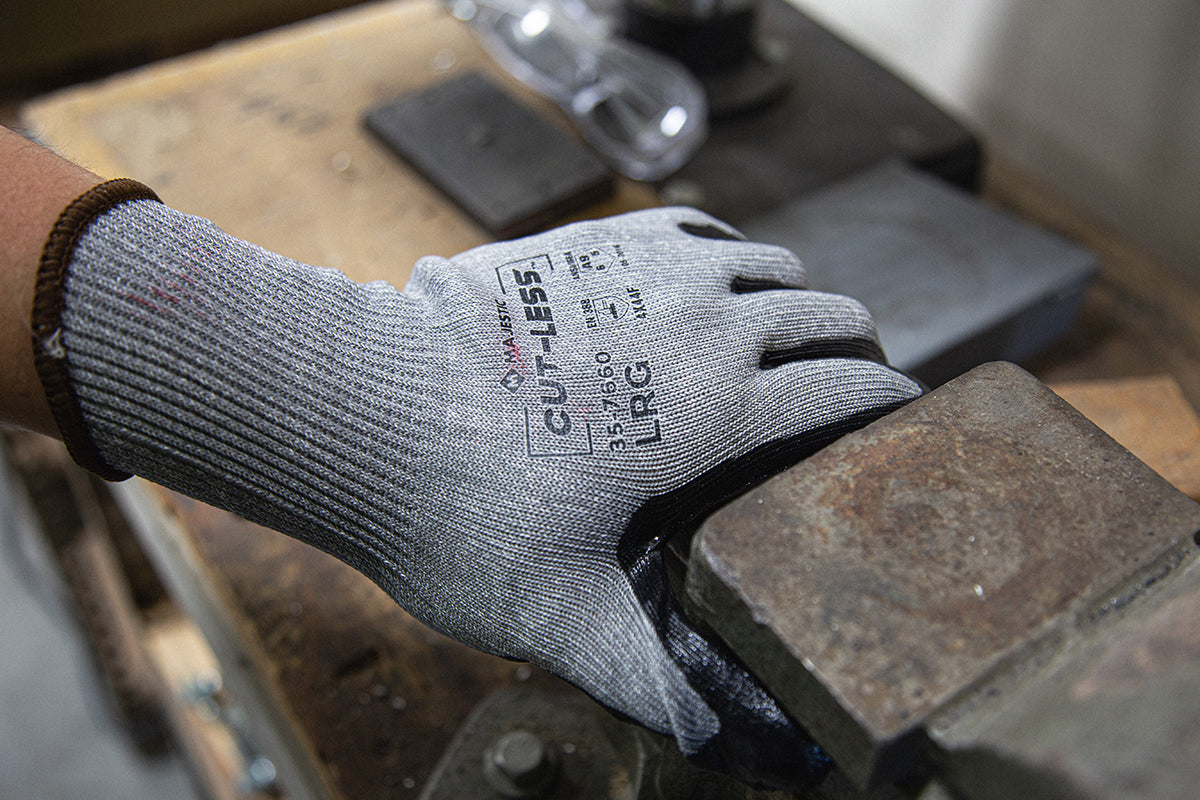 Cut-Less Korplex Glove with Flat Nitrile Palm, 13g, ANSI A9
