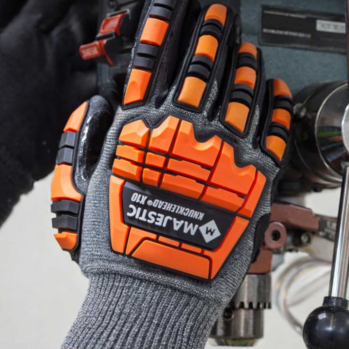 X-10 Korplex Glove with Sandy Nitrile Palm, Impact TPR, 13g, ANSI A5
