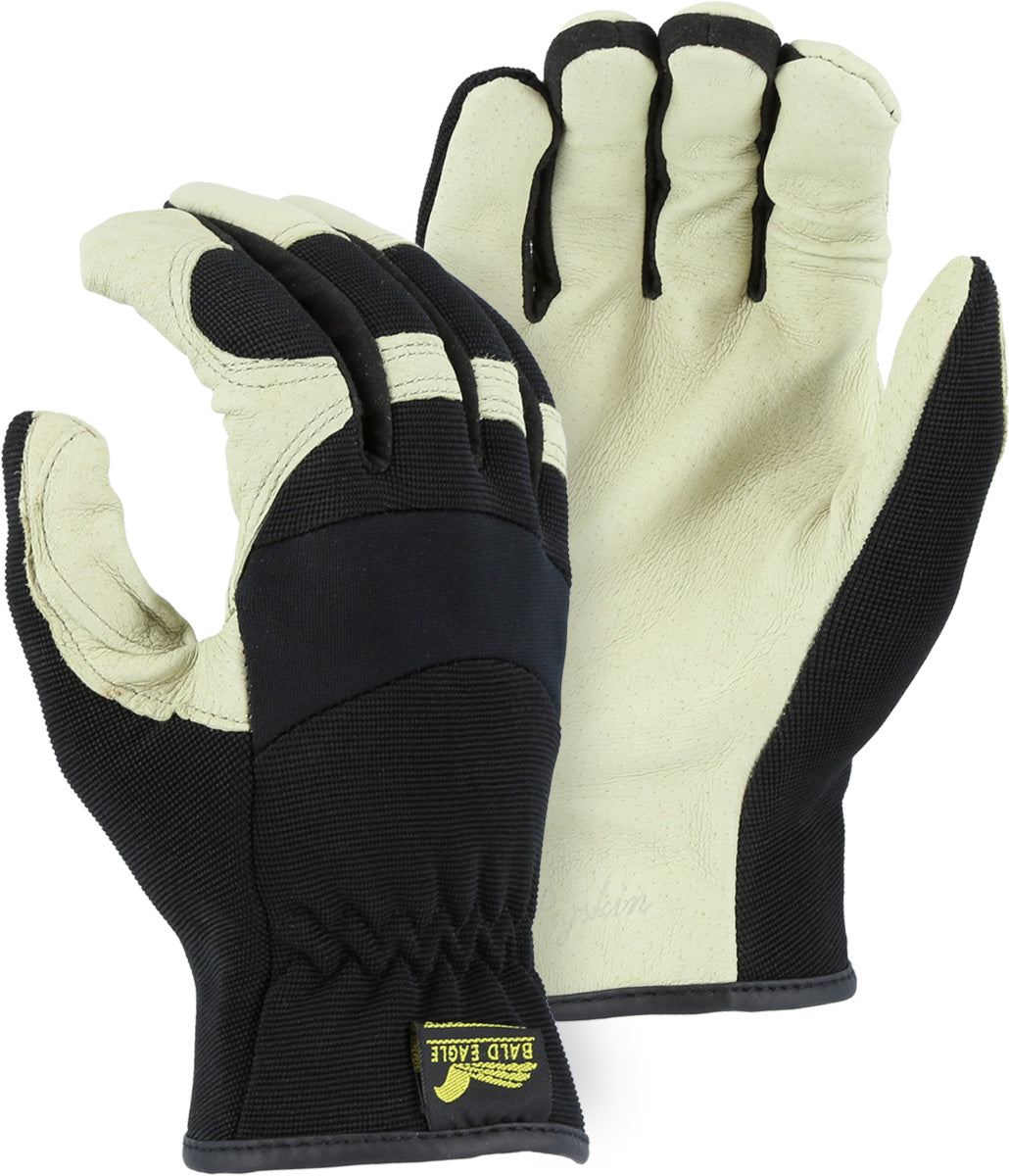 Bald Eagle Mechanics Glove with Pigskin Palm and Stretch Knit Back