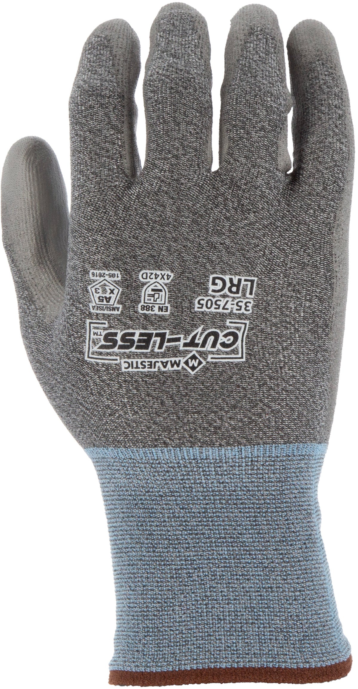 Cut-Less Korplex Glove with Polyurethane Palm, 18g, ANSI A5