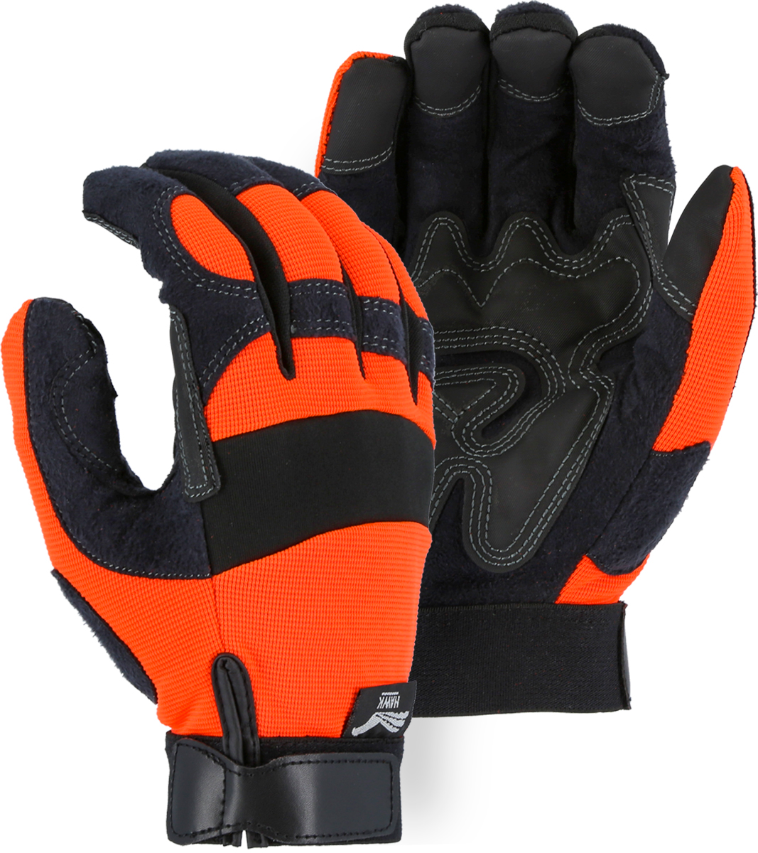 Armor Skin Mechanics Glove with PVC Double Palm and Hi Vis Orange Knit Back
