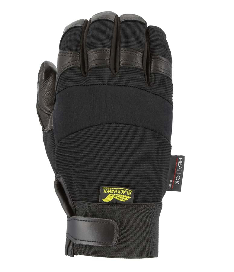 Winter Lined Black Hawk Mechanics Glove with Deerskin Palm and Knit Back