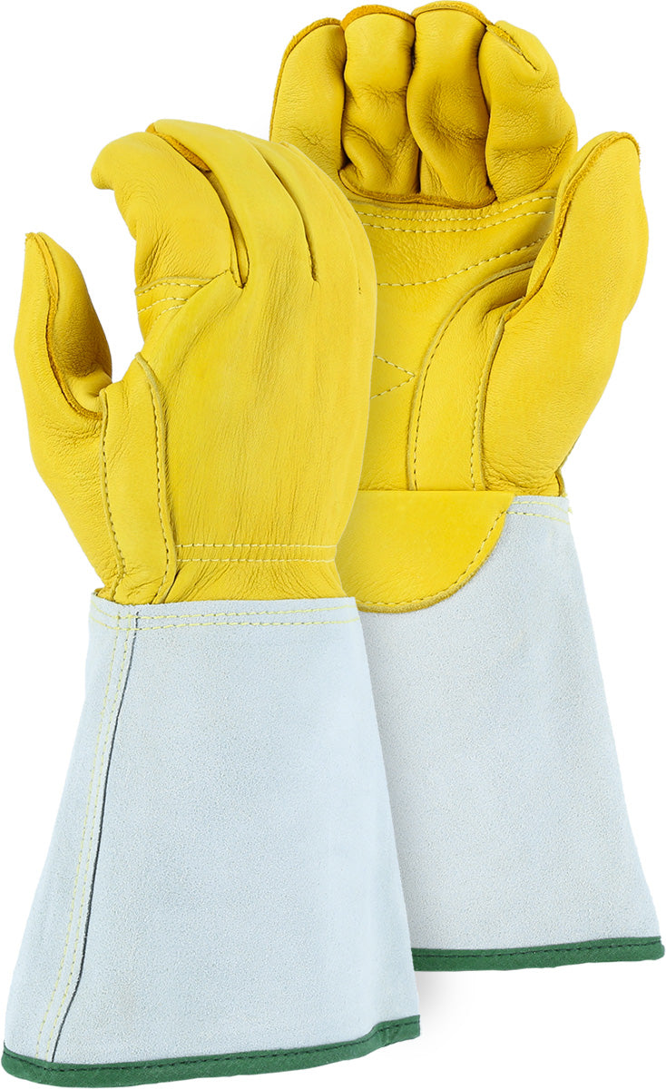 Lineman’s Gauntlet Glove with Welted Fingertips and Double Reinforced Palm
