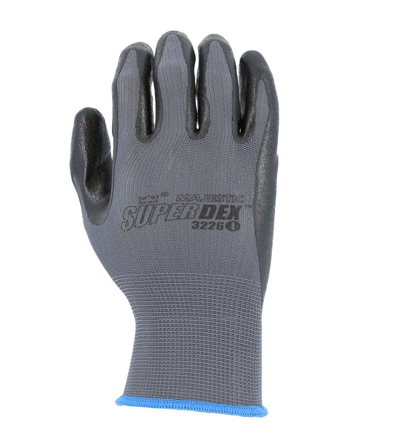 Foam Nitrile Palm Dipped Glove with two layer coating on Nylon Liner