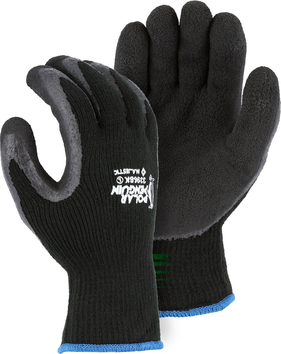 Polar Penguin Winter Lined Napped Terry Glove with Foam Latex Dipped Palm, Retailed Tagged