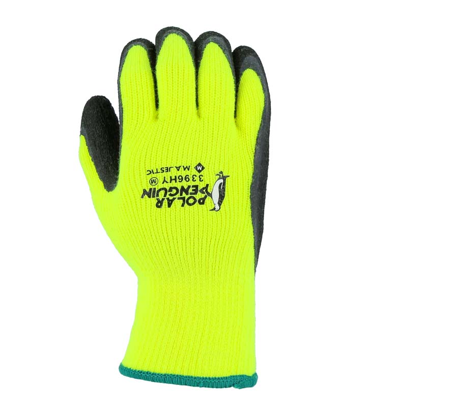 Polar Penguin Winter Lined Napped Terry Glove with Foam Latex Dipped Palm