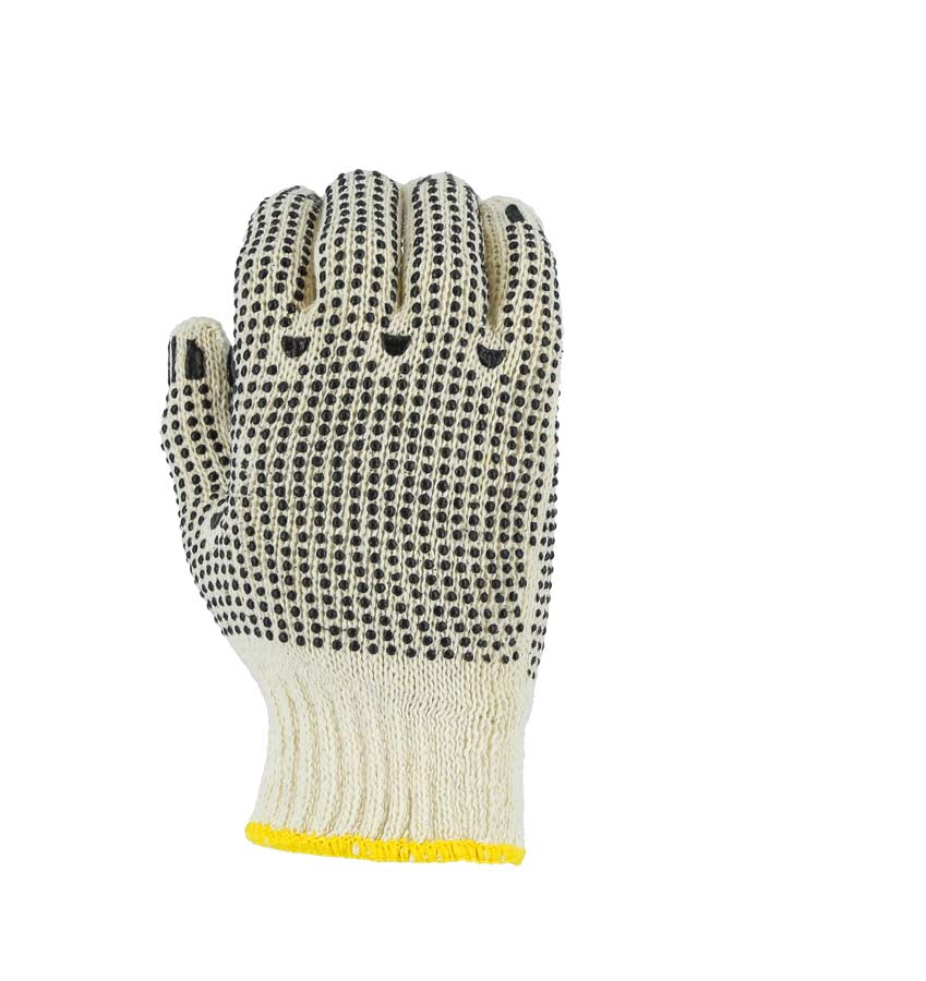 Medium Weight Cotton/Poly String Knit Glove with PVC Dots on Both Sides