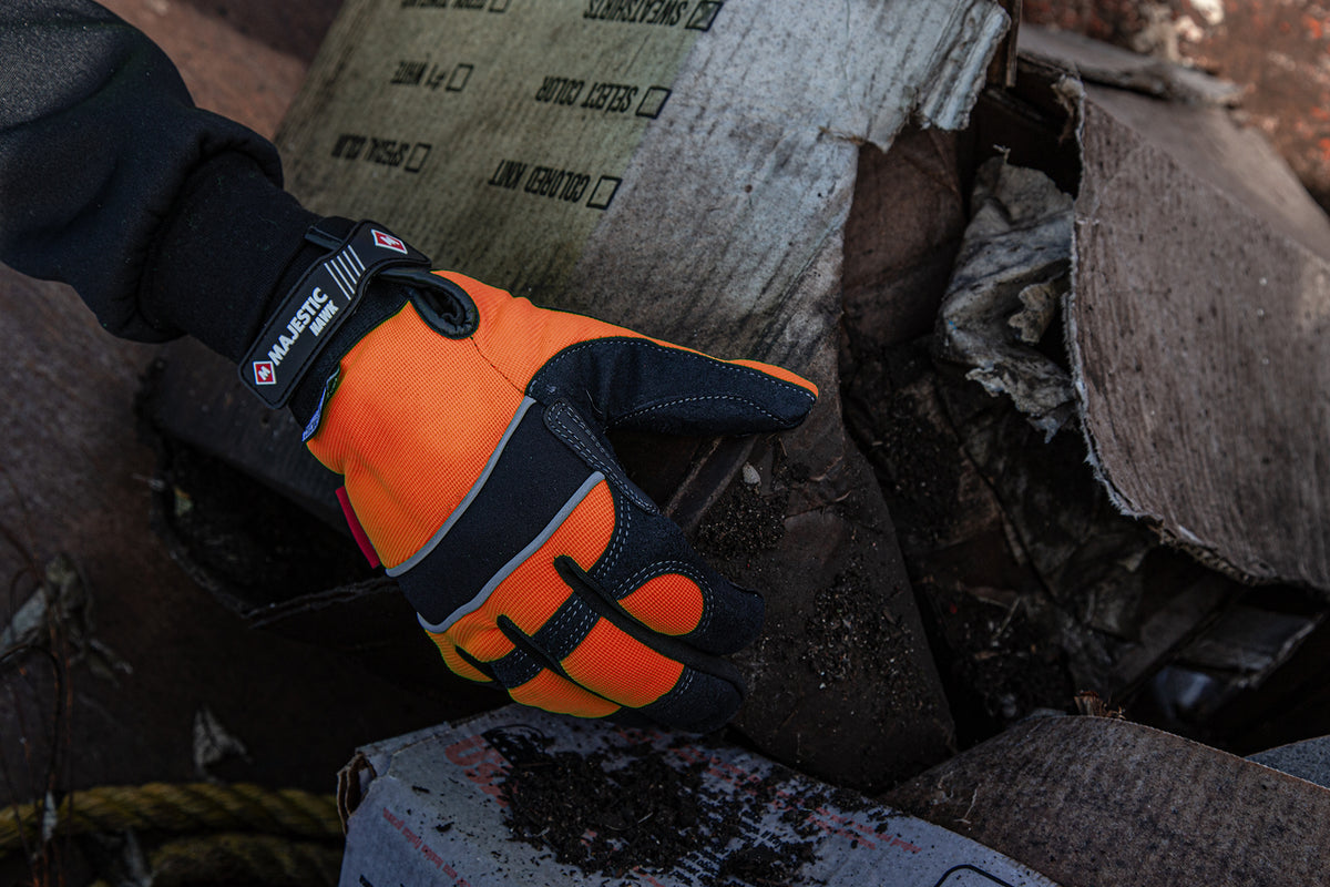 Winter Lined Armor Skin Mechanics Glove with High Visibility Knit Back