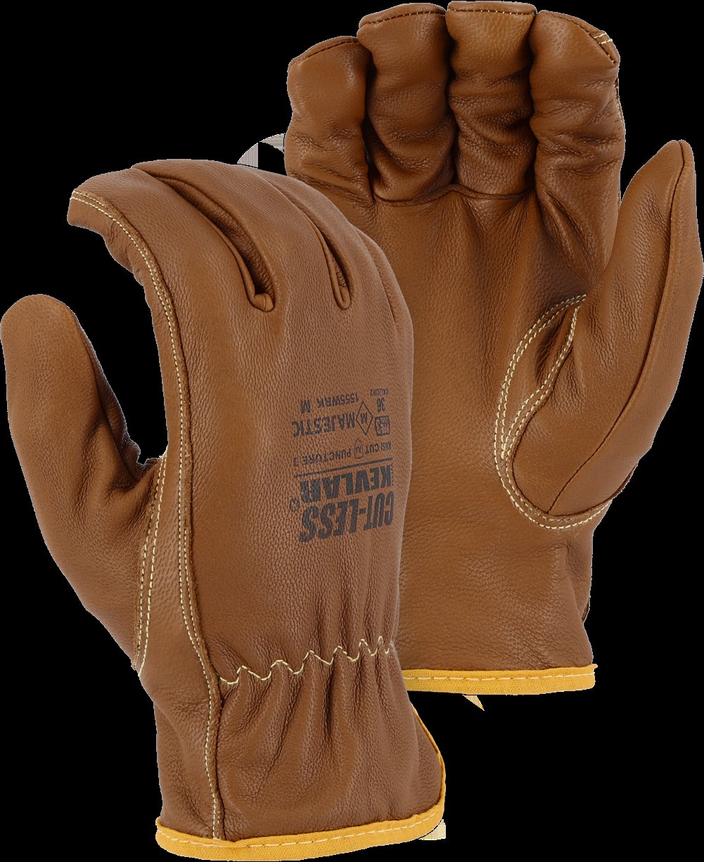 Cut-Less Goatskin with Kevlar, Arc, Oil & Water-Resistant Drivers Gloves, A4