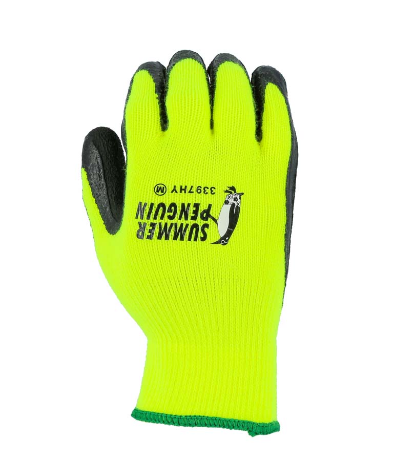 Summer Penguin Glove with Latex Palm Coating on Hi-Vis Yellow Knit Liner