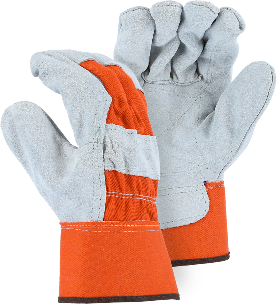 Split Cowhide Leather Palm Glove with Internal Double Palm and High Vis Canvas Back
