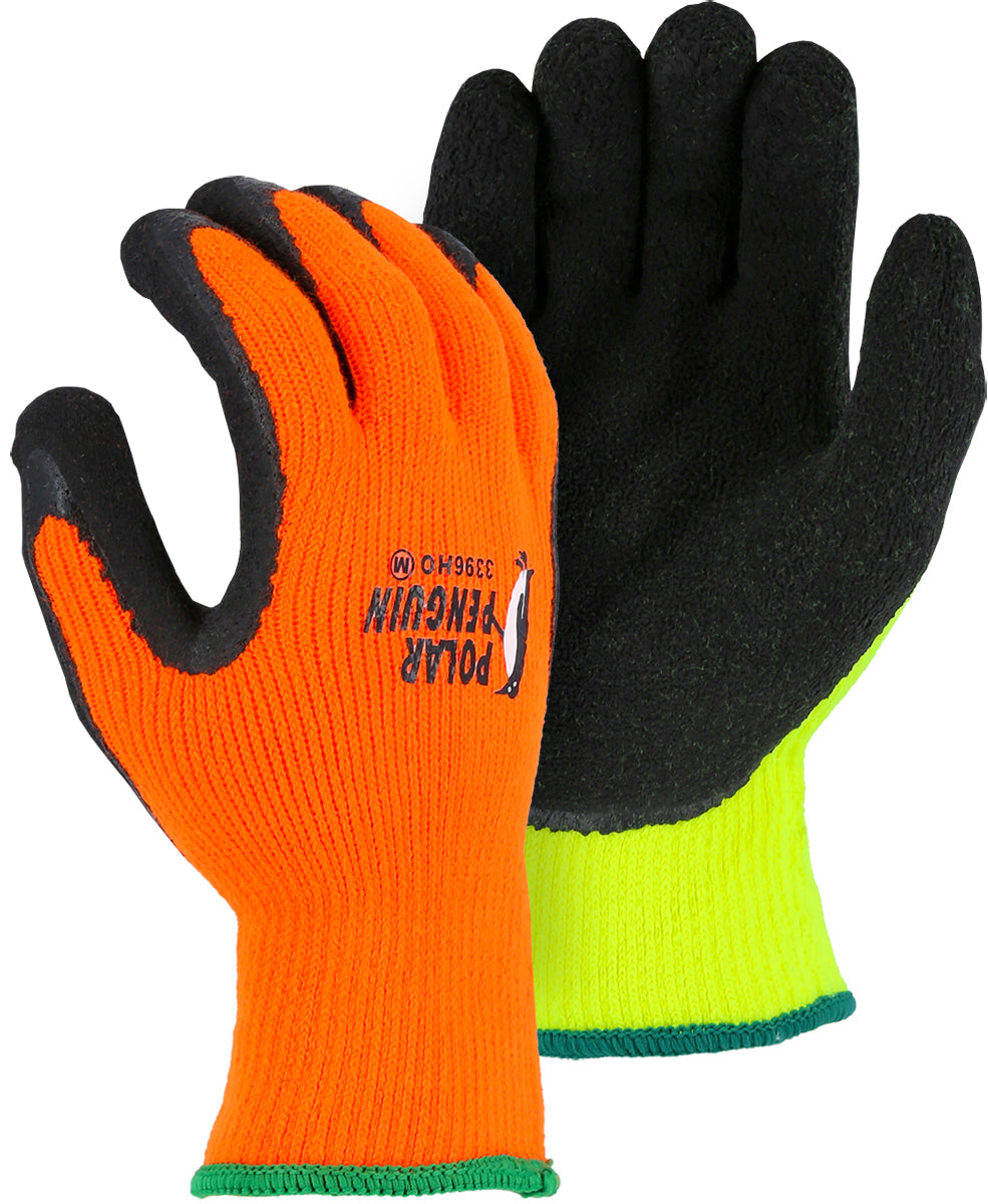 Polar Penguin Winter Lined Napped Terry Glove with Foam Latex Dipped Palm