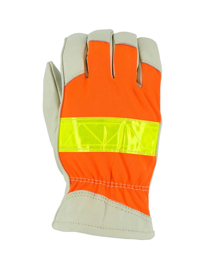 Thinsulate Winter Lined Cowhide Drivers Glove w/Hi Vis Back