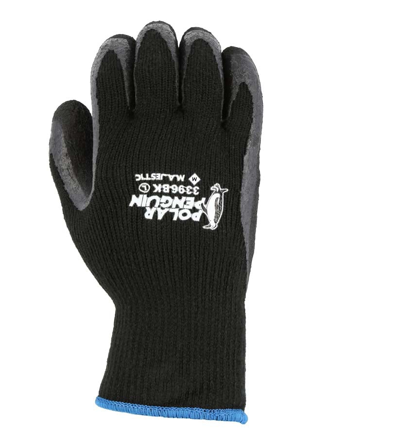 Polar Penguin Winter Lined Napped Terry Glove with Foam Latex Dipped Palm, Retailed Tagged