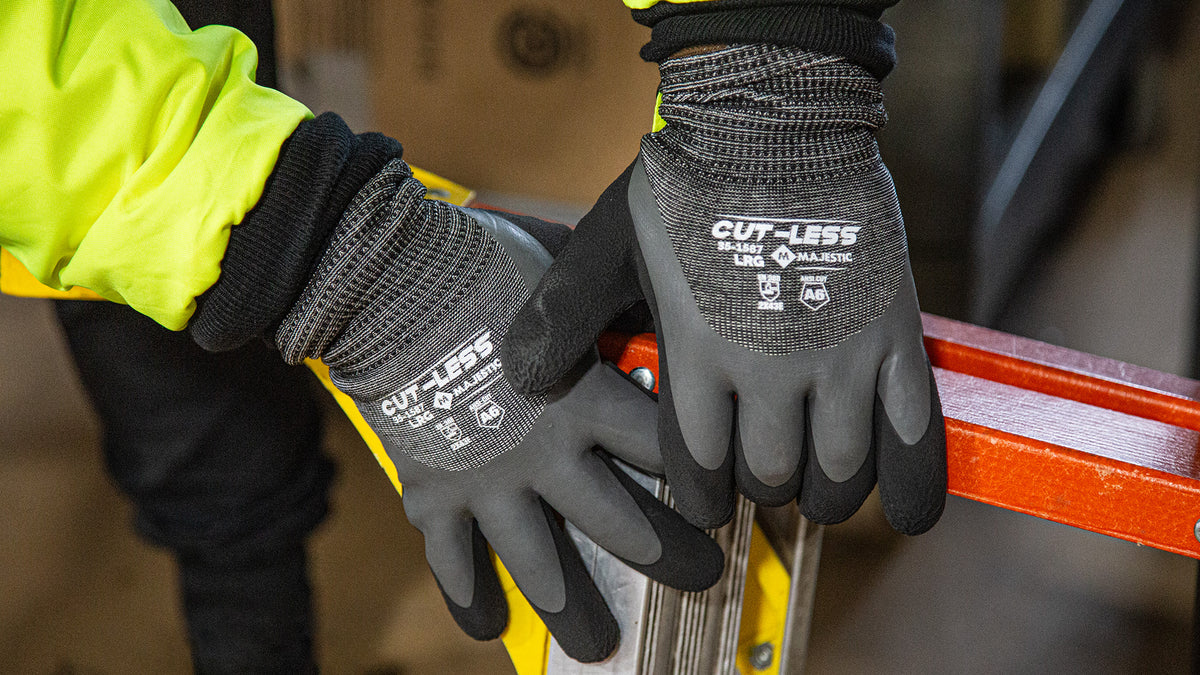 Cut-Less Korplex Cut Resistant, Water Repellent, Winter Lined Glove w/Crinkle Latex Palm Coating, A6