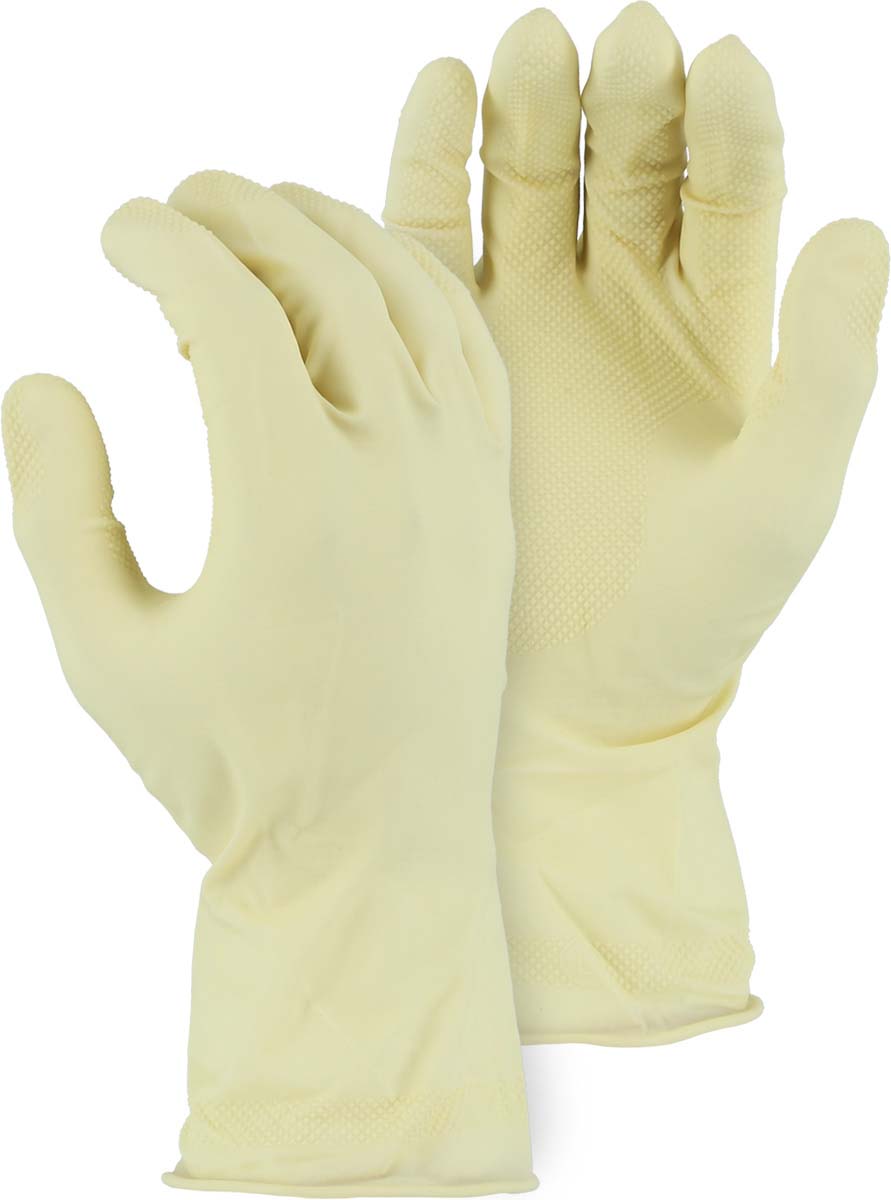 Unlined 19 MIL Latex Glove with Rolled Cuff & Diamond Grip Pattern