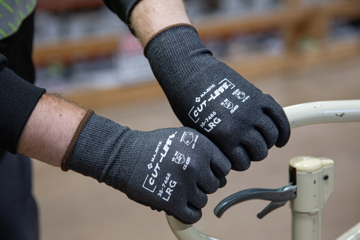 Cut-Less Korplex Glove with Foam Nitrile Palm, 18g, ANSI A4