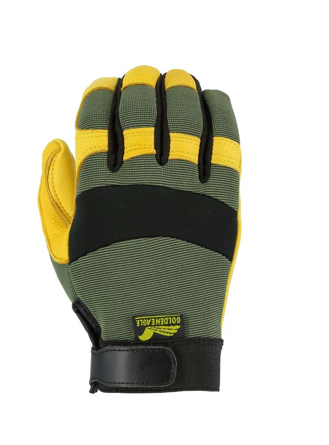 Grain Deerskin Mechanics Glove with Green Back