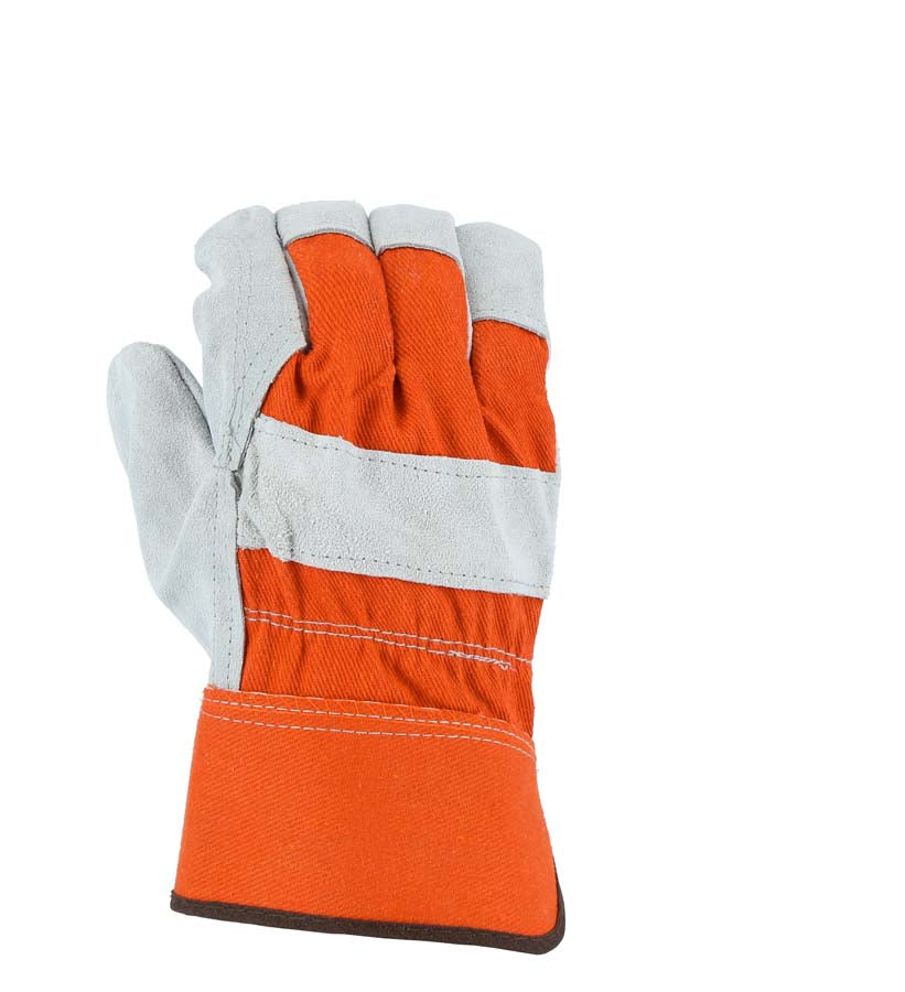 Split Cowhide Leather Palm Glove with Internal Double Palm and High Vis Canvas Back