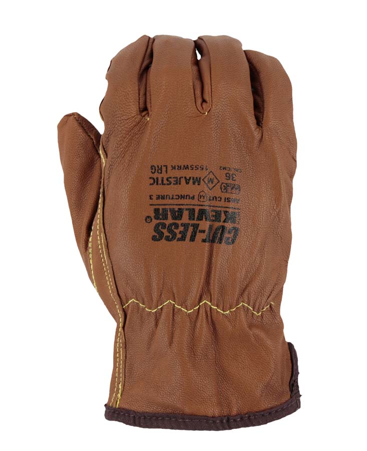 Cut-Less Goatskin with Kevlar, Arc, Oil & Water-Resistant Drivers Gloves, A4