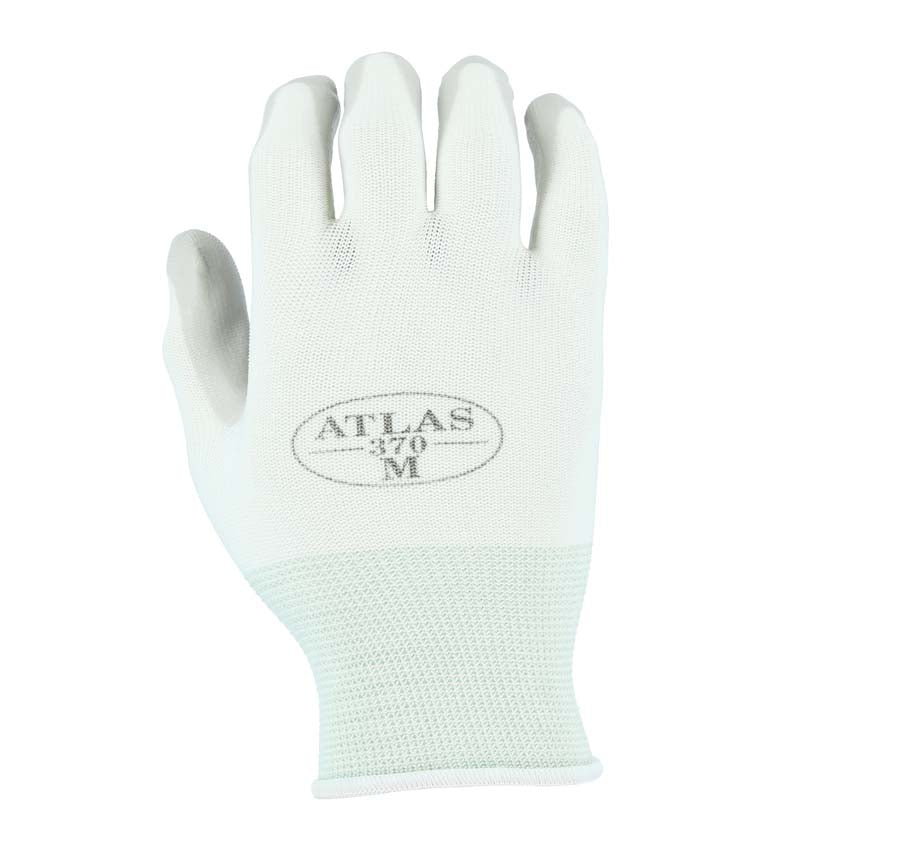 Atlas Gray Nitrile Palm Dipped Glove on White Nylon Liner