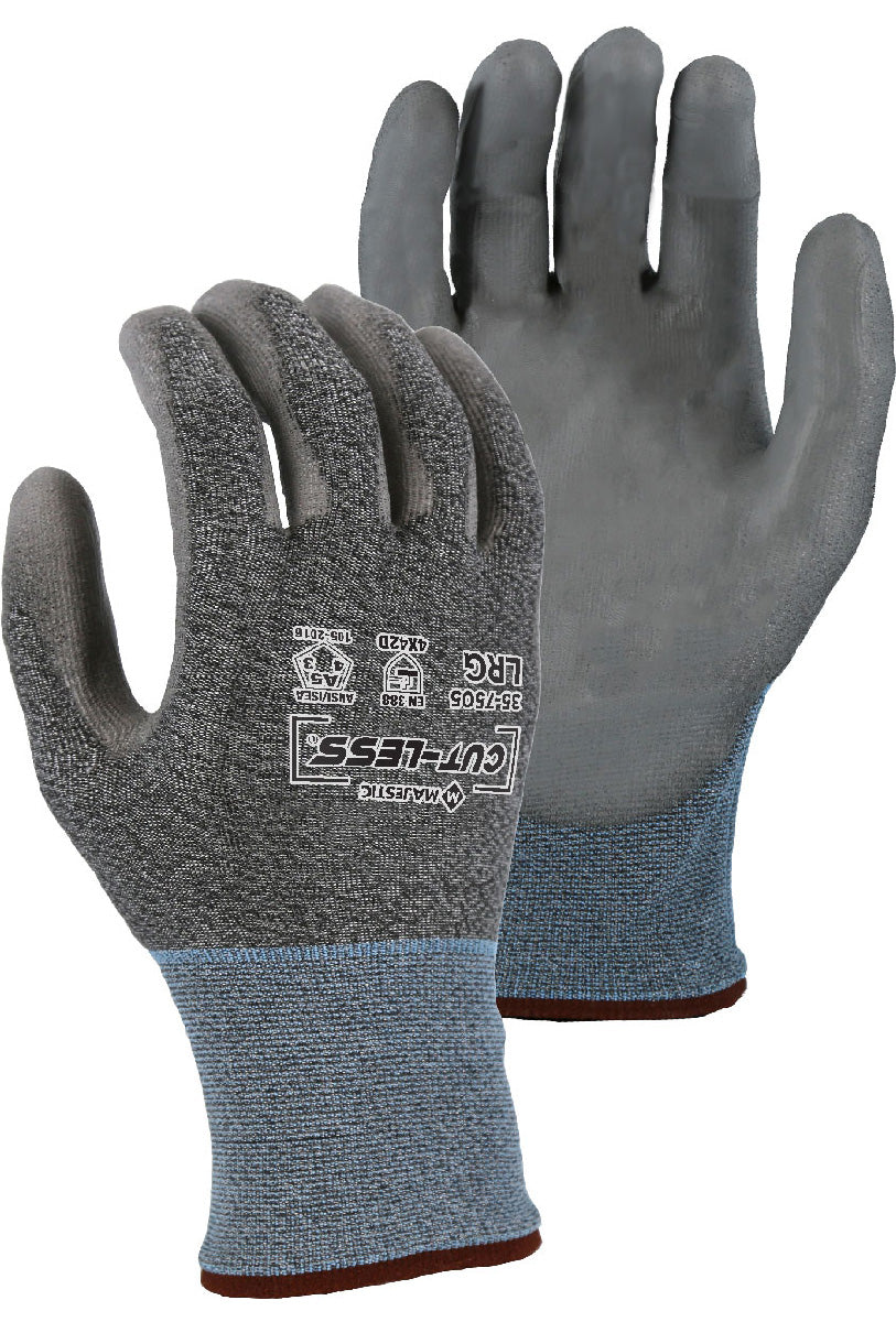Cut-Less Korplex Glove with Polyurethane Palm, 18g, ANSI A5