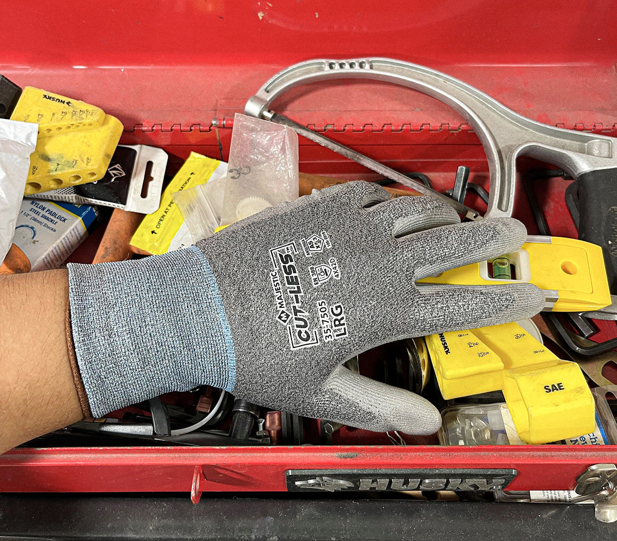 Cut-Less Korplex Glove with Polyurethane Palm, 18g, ANSI A5