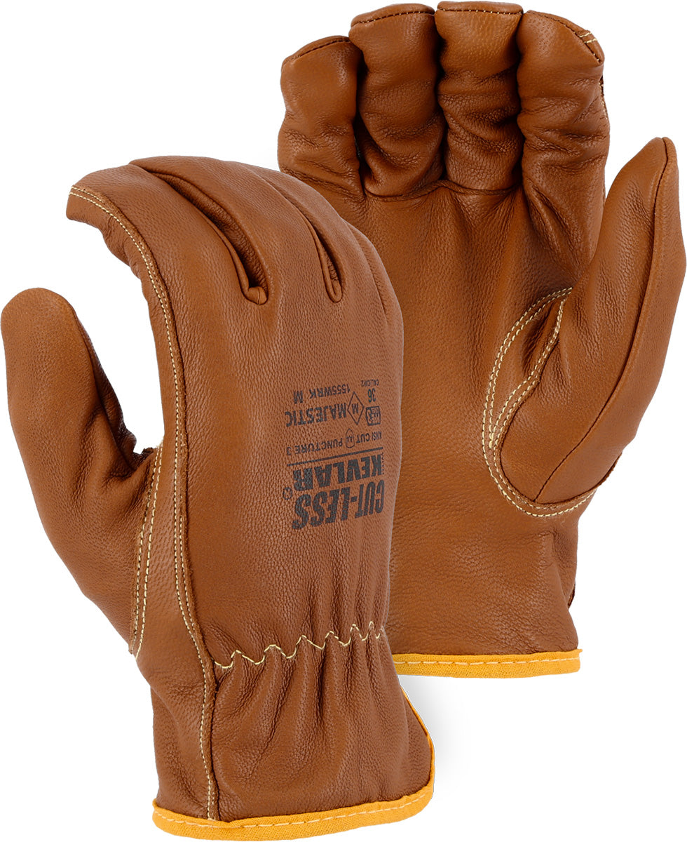 Cut-Less Goatskin with Kevlar, Arc, Oil & Water-Resistant Drivers Gloves, A4