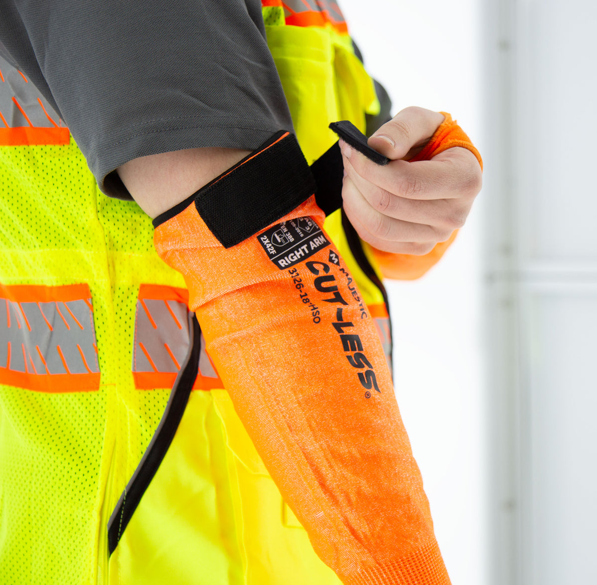 Cut-less Korplex Cut Resistant Sleeve with Hook & Loop Closure, ANSI A6
