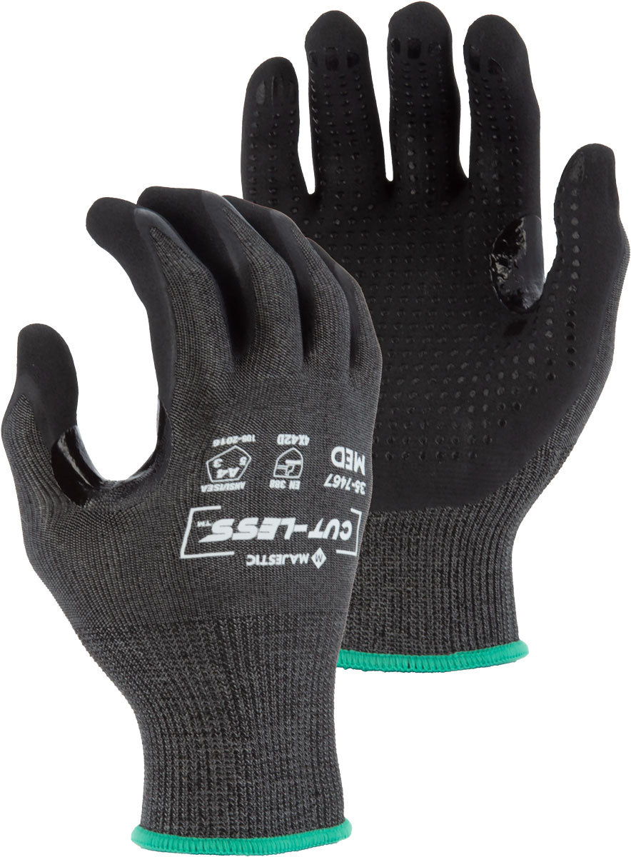 Cut-Less Korplex Glove with Nitrile Dotted Palm, ANSI A4