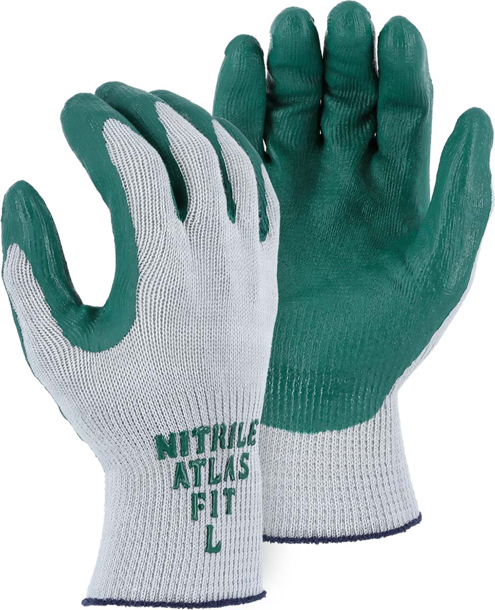 Atlas Green Nitrile Coated Glove on Seamless Knit Liner